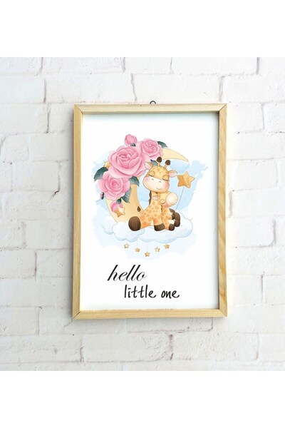 CT STONES Children's Room Giraffe Painting with Wooden Frame