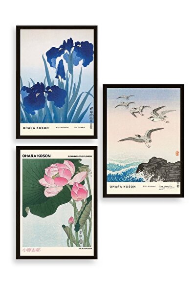 CT STONES Flowers in a Vase Triple Wooden Framed Painting