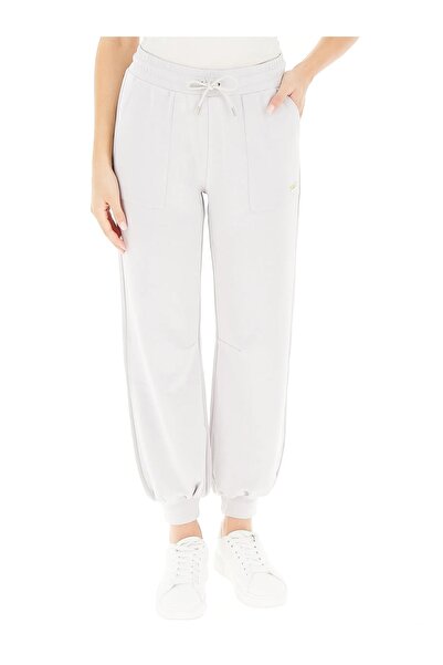 EA7 Women's High Tie Waist Elastic Leg Pocket Detail Relaxed Fit Light Blue Sweatpants 7W000193 Af126