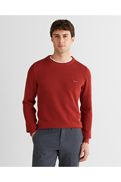 Gant Erkek Kırmızı Regular Fit Bisiklet Yaka Triko