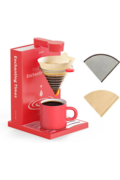 icafilas ماكينة تحضير قهوة محمولة، 400 واط، ماكينة تحضير قهوة صغيرة الحجم بتقنية التقطير والصب، مناسبة للمنزل والمكتب والسفر