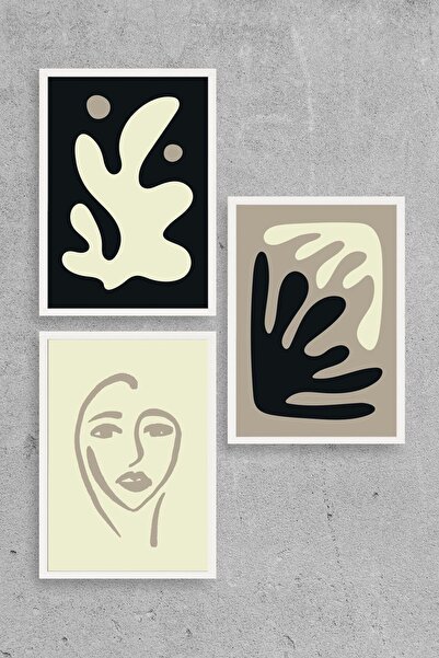 CT STONES Abstract Triple Wooden Framed Painting