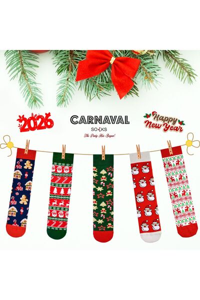CARNAVAL SOCKS Boxed Christmas Socks Set – New Year Themed Christmas Patterned Unisex Gift Socks Box