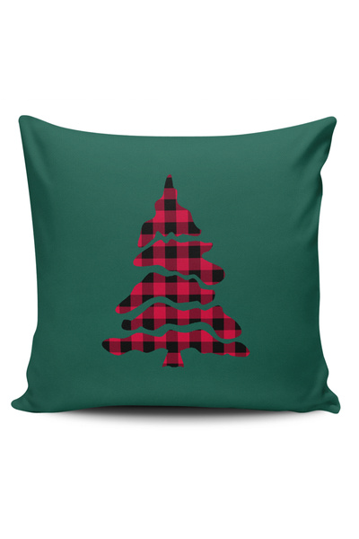 Alacastore Husă de pernă pătrată de Anul Nou, verde, roșu, în carouri, decora...