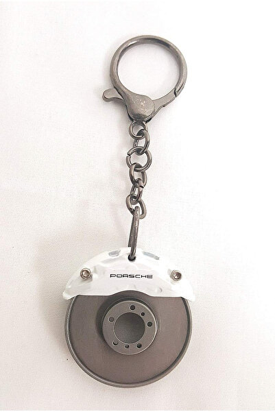 Porsche Brake Disc Keychain, White