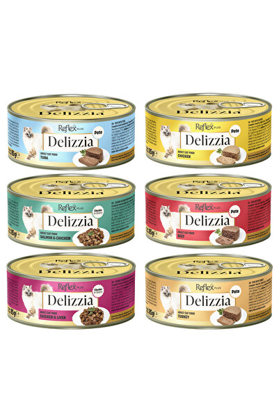 Reflex Delizzia Kıyılmış Karışık Yetişkin Kedi Maması Paketi 6x85 gr.