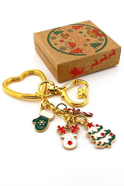 Solfera New Year Christmas Deer Pine Tree Candy Glove Charm Bag Ornament Keychain Ky110