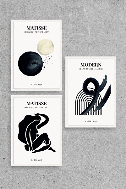 CT STONES Matisse Triple Wooden Framed Painting