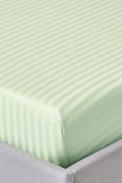 VAROL 100% Cotton Satin Stripe King Size Fitted Sheet Set – 30 cm – 2 Pillowcases