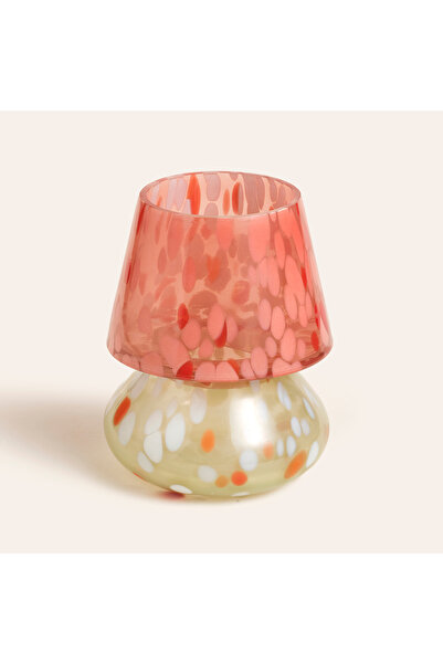 Zsa Zsa Zsu Aravalı Cam Mumluk 10x10x13 Cm Turuncu - Beyaz