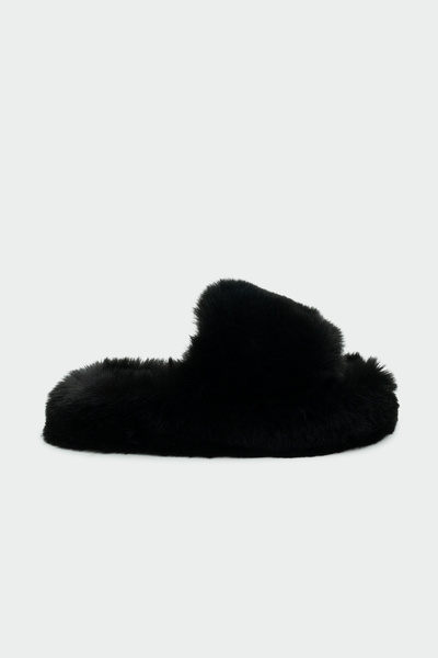 LAMİNTA Pofi Plush House Slippers - Black
