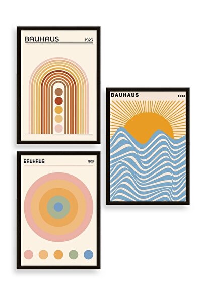 CT STONES Bauhaus Triple Wooden Framed Table