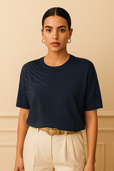 Okçu Triko V Yaka Kırcıllı Triko Bluz