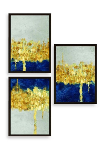 CT STONES Famous Paintings Triple Wooden Framed Painting