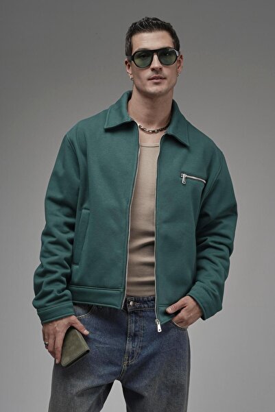 king brich Regular Fit Zippered Inside Jacket Fleece-Lined Men's Jacket