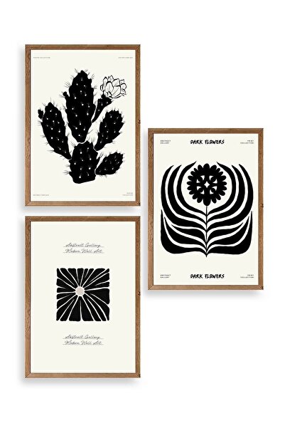 CT STONES Modern Triple Wooden Framed Painting