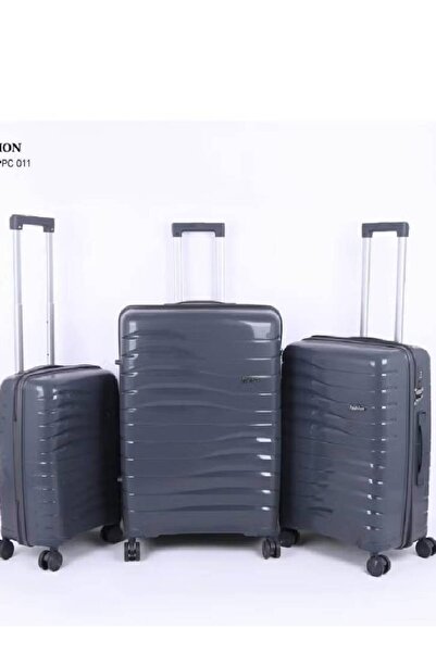 NKX Sleek Dark Grey Hardshell Luggage Set with Spinner Wheels 3 Pieces set In...