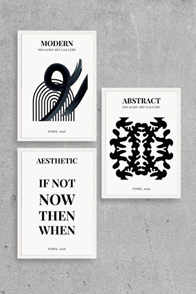 CT STONES Modern Triple Wooden Framed Painting