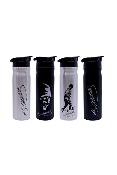 Globox Ataturk Printed Steel Water Bottle 500 ml Black