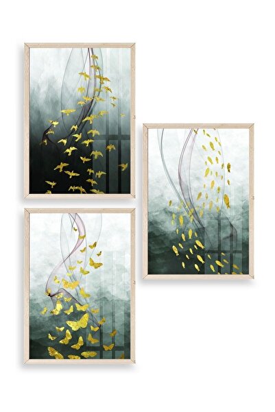 CT STONES Landscape Triple Wooden Framed Painting