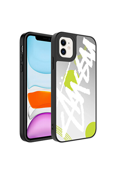 zore iPhone 12 Compatible Mirrored Patterned Camera Protected Glossy Tcmk Mir...