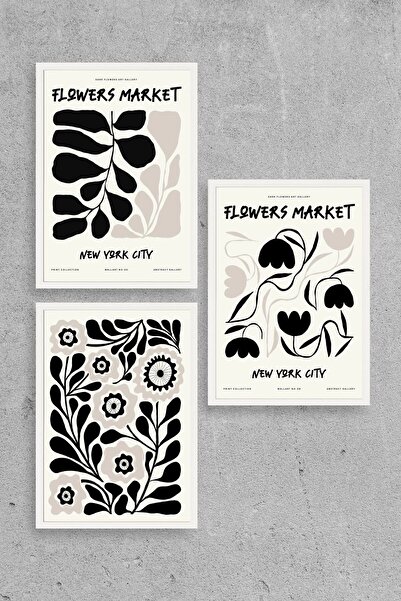 CT STONES Flower Market Triple Wooden Framed Table