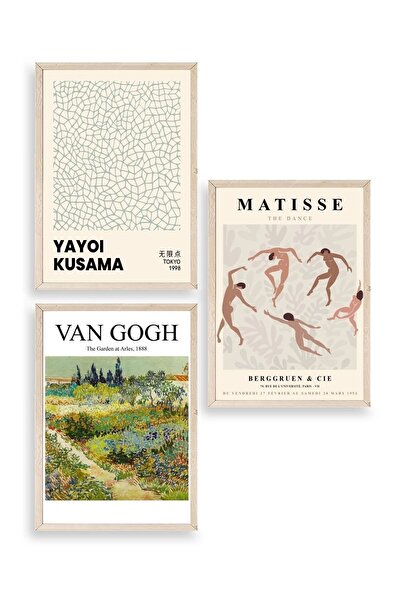 CT STONES Famous Paintings Triple Wooden Framed Painting