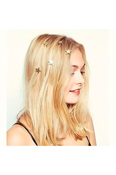 irecay Altın Renk Yıldız Saç Küpeleri |Yaylı Şık Saç Aksesuarı (4 Adet)