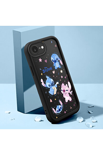 ucuc غطاء حماية ممتص للصدمات بنمط ستيتش من السيليكون الأسود متوافق مع آيفون 16e