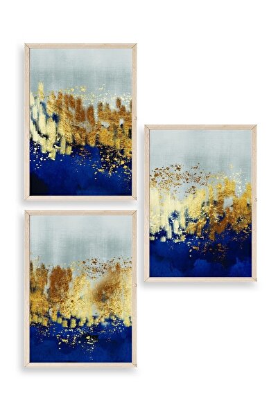 CT STONES Abstract Triple Wooden Framed Painting