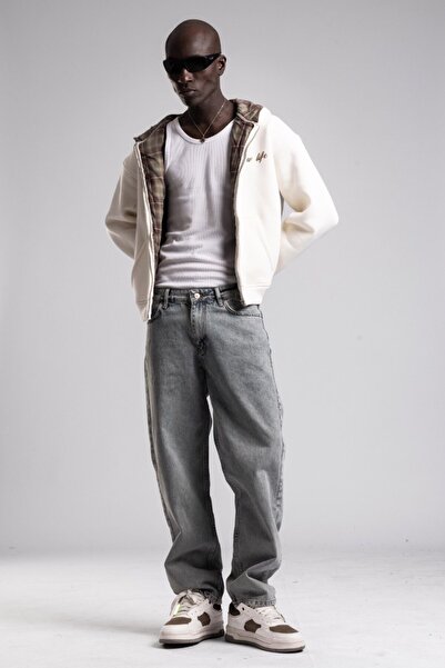 catchjeansro Hanorac bărbați din bumbac cu fermoar – Căptușeală cu model în c...