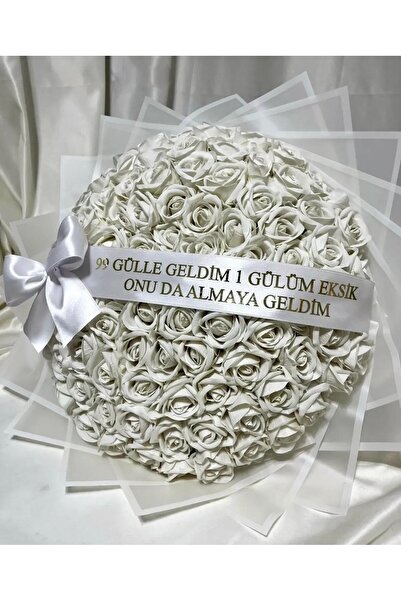 NUGA ORGANİZASYON 99 Adet Beyaz Yapay Gül Buketi – Söz & Nişan & Kız İsteme Ç...