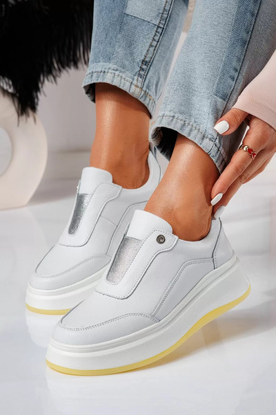 Zaira Adidasi dama albi din piele naturala Mara #21207 - 41