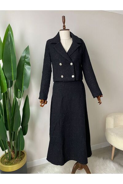 Thebomb طقم تنورة مزدوجة من ESİN مصنوع من قماش التويد