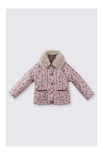 Panço Çiçek Desenli Ekru Kız Çocuk Mont 2521GK21007
