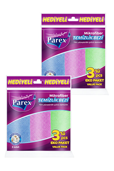 Parex Microfiber Mixed Color 3 Pieces Cleaning Cloth 2 Packs
