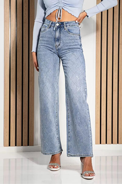 Zaira Γυναικείο τζιν παντελόνι Jain Blue με φαρδύ μπατζάκι #A1229 - 30