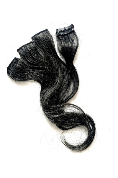 keep calm & Clip Em In - Salt and Pepper Black Dark Hair Highlight 4pc