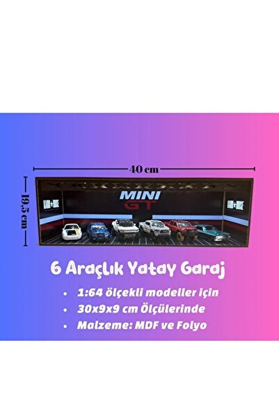 Migure 1/64 6 Araç Alabilen Yatay Işıklı Garaj Mini GT