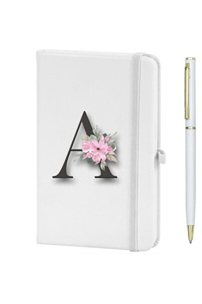 Marsilyan Letter A Flower Pattern Printed Notebook