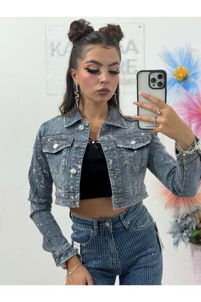 KATYDEA STORE Xonia denim jacket with crystals