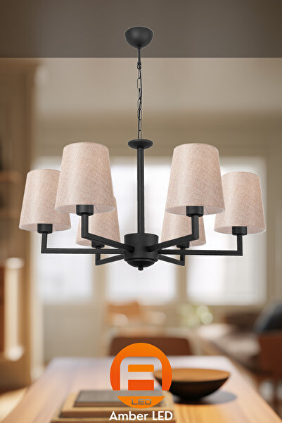 AmberLED Şık Metal Gövdeli 6'lı Abajur Aydınlatma Mutfak ve Oturma Odası İçin...