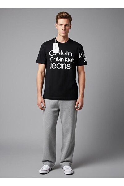 FİOXCO Bărbați bumbac 100% Etichetă cu cod de bare guler rotund supradimensio...