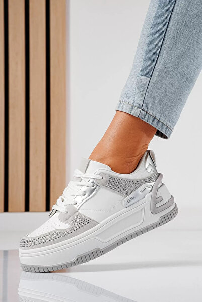 Zaira Adidasi dama albi din piele ecologica Melli #21325 - 40