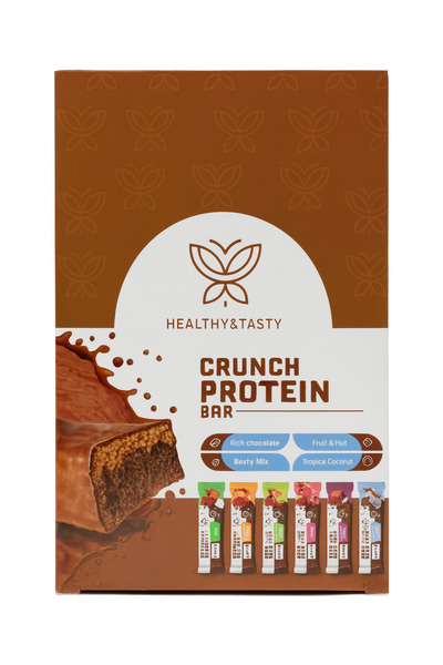 Healthy And Tasty co كرانش بروتين بار فستق، عبوة من 6 قطع