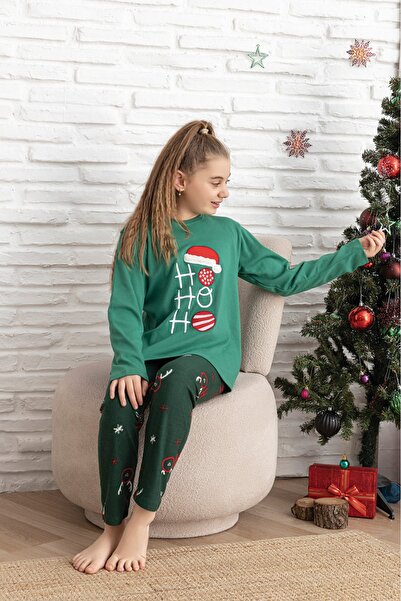 ELİTOL Новогодишен комплект пижама за момичета от 100% памук с интерлок и велур