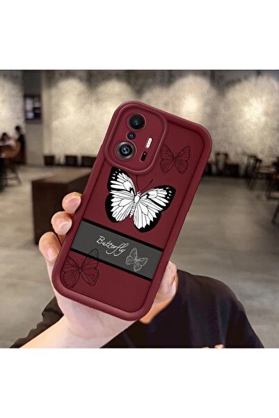 ucuc Xiaomi Mi 11T Pro/Mi 11T Uyumlu Bordo Silikon Kurdele Desenli Darbe Daya...