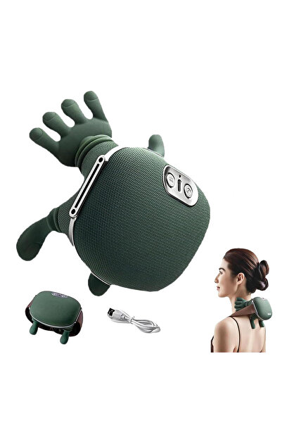 Generic جهاز تدليك شياتسو ثلاثي الأبعاد للرقبة والكتفين بالحرارة والاهتزاز - وسادة تدليك كهربائية عميقة للأنسجة