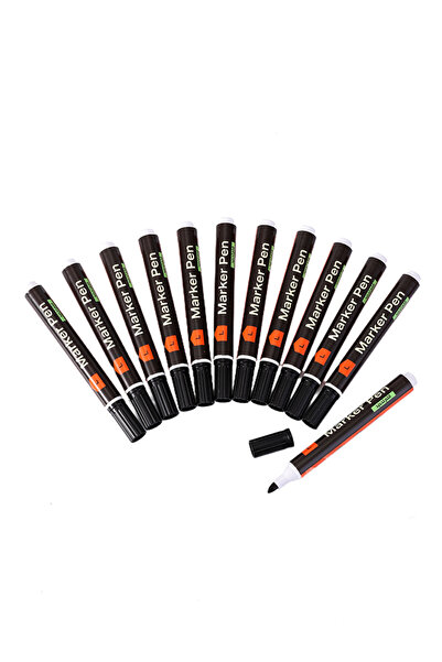 Lawazim مجموعة أقلام تحديد دائمة برأس مشطوف، 12 قطعة، لون أسود