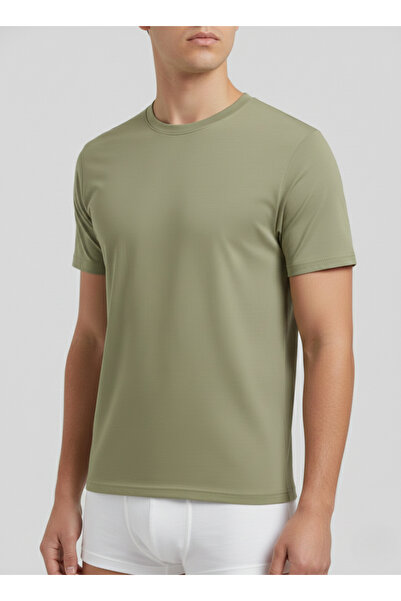 balkonda Men's Military Undershirt Khaki Green 6-Piece Economical Pack Cotton